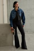 Siyah Denim Scuba Garnili Ceket resmi